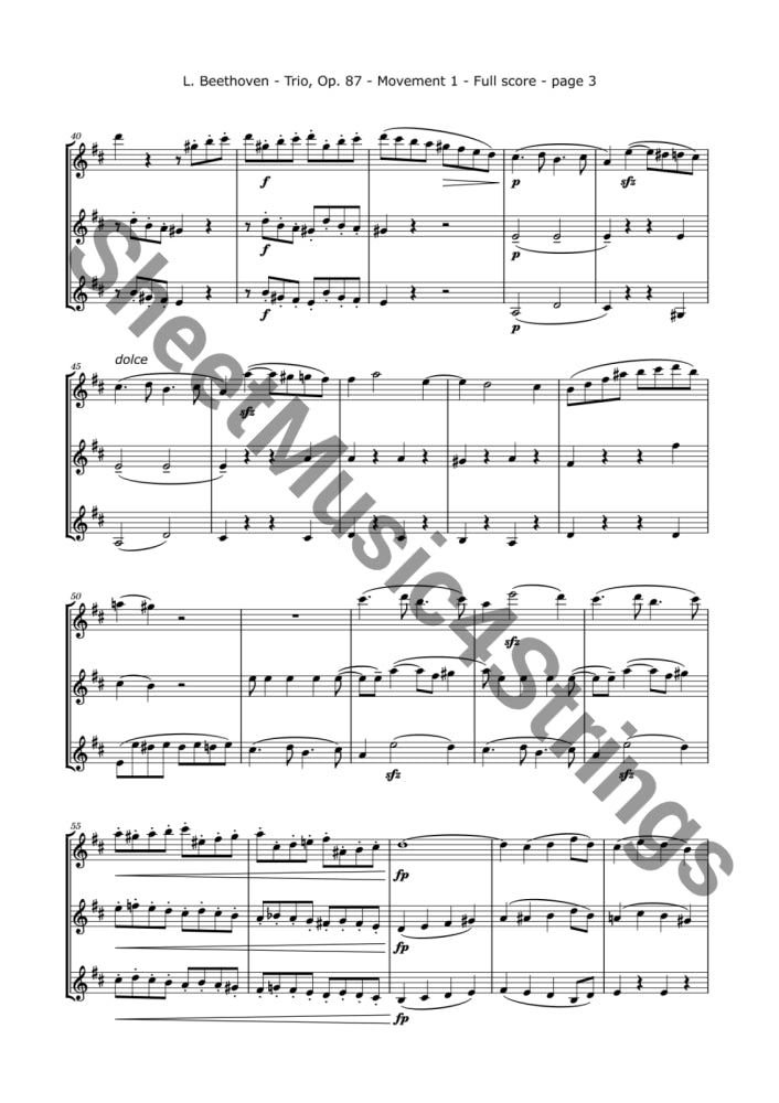 Beethoven L. - Trio in C Op. 87 (3 Violins) Trios