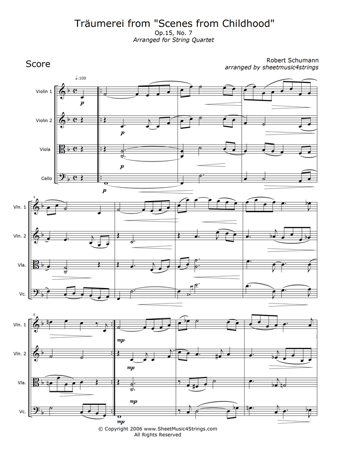 Schumann, R. - Traumerei - from "Kinderszenen" (Quartet)