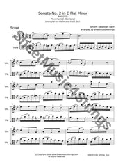 Bach J.s. - Sonata No. 2 In E Flat Major Bwv 1031 Siciliano (Violin And Viola Duo) Duos