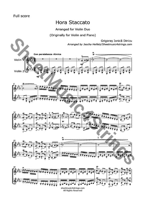 Dinicu/heifetz - Hora Staccato (2 Violins)