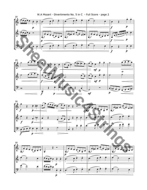 Mozart W.a. - Divertimento No. 5 Mvt. 4 (Vln . Vla. And Cello Trio) Trios