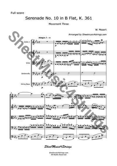 Mozart W.a. - Serenade No. 10 K. 361 Movement 3 (String Quintet)