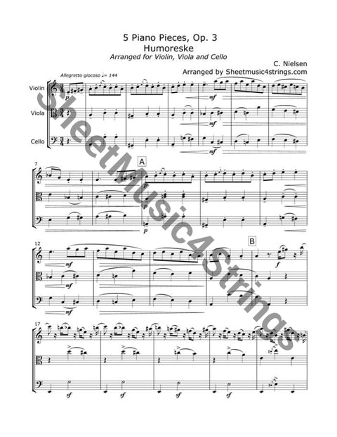 Nielsen C. - Humoreske (Violin Viola And Cello) Trios