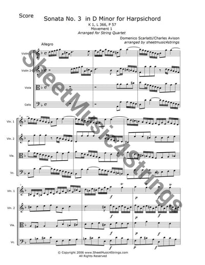 Scarlatti Sonata No. 3 (Quartet) Quartets