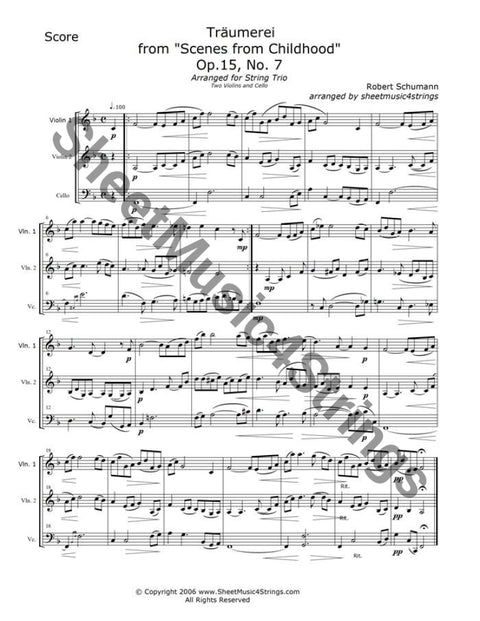 Schumann R. - Traumerei (2 Violins And Cello Trio) Trios