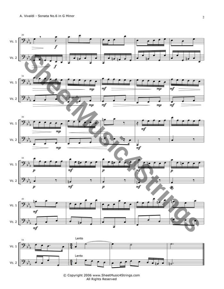 Vivaldi A. - Sonata No. 6 In G Minor Op. 13 Rv 59 Mvt. 1 (Cello Duo) Duos