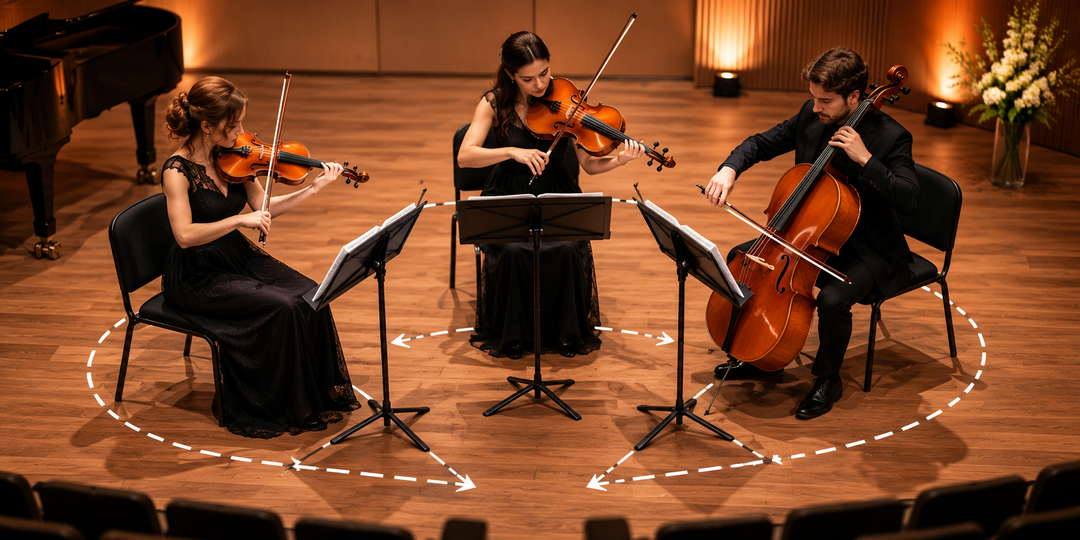 String Trio Stage Plan Guide for Violin, Viola, and Cello