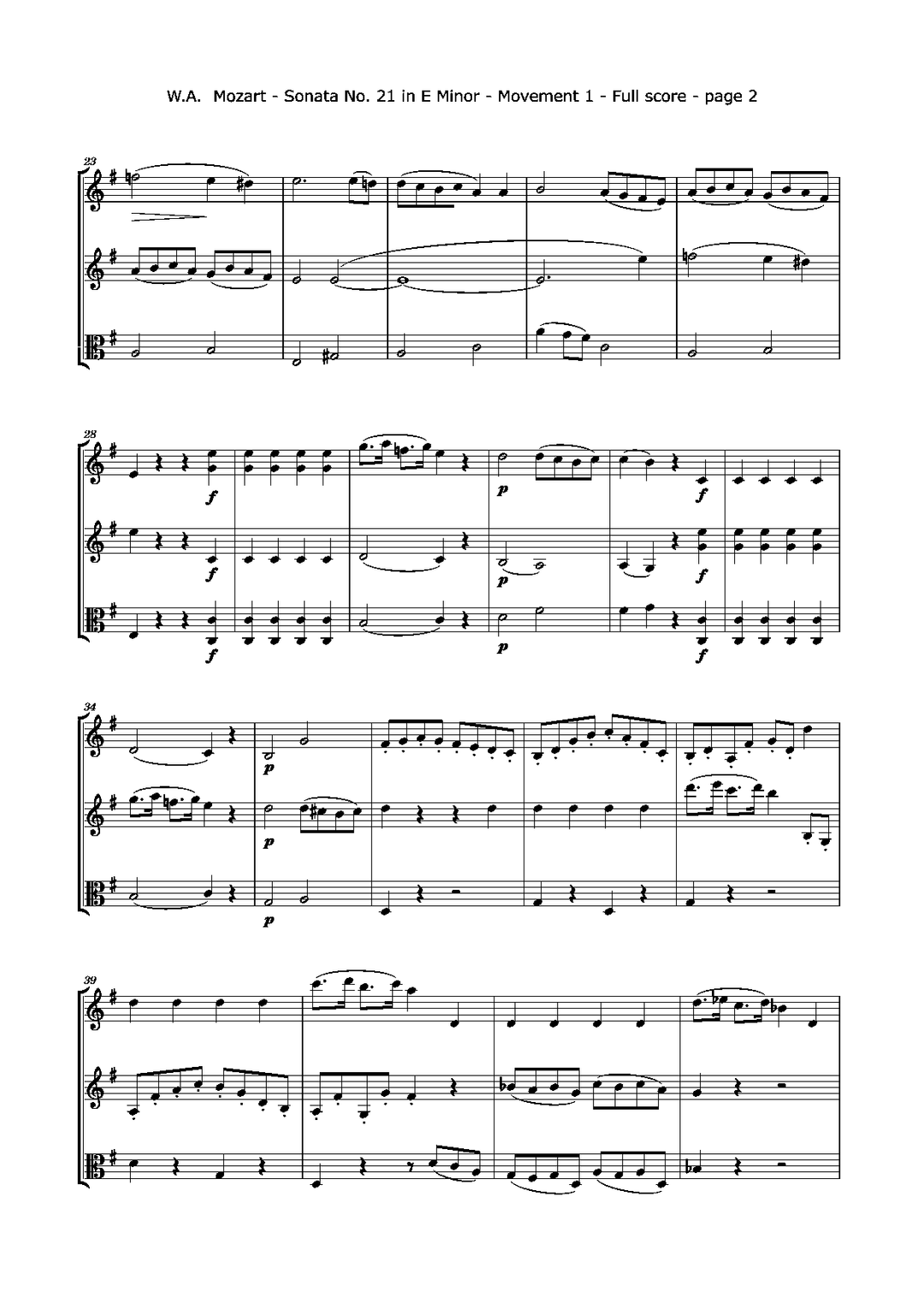 Mozart W.a. - Sonata No. 21 K. 304 (2 Violins And Viola) Trios