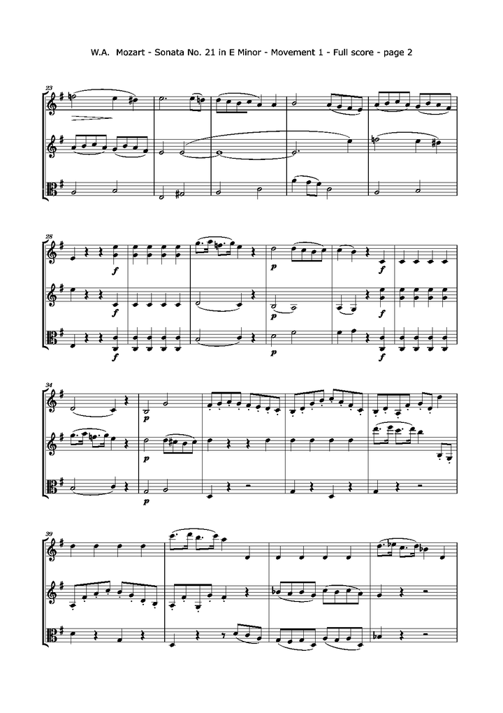 Mozart W.a. - Sonata No. 21 K. 304 (2 Violins And Viola) Trios