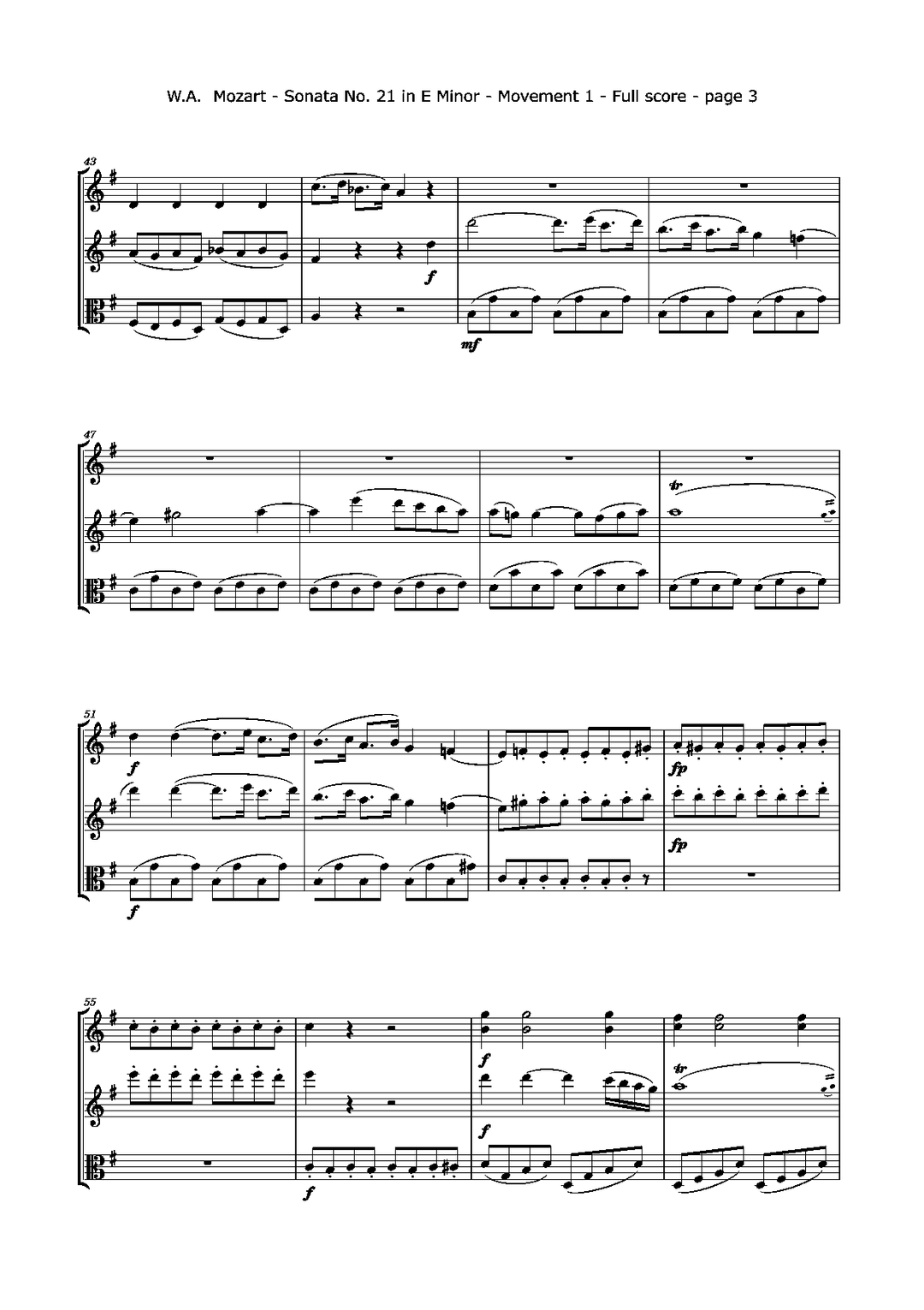 Mozart W.a. - Sonata No. 21 K. 304 (2 Violins And Viola) Trios