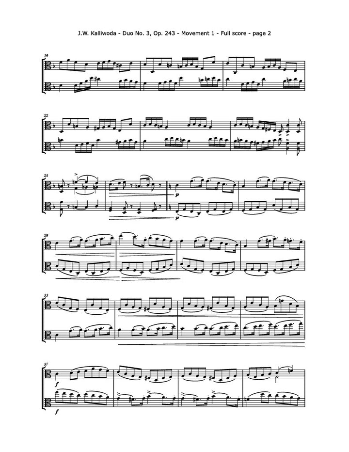Kalliwoda, J. - Duo No. 3, Op. 243  (all Mvts.) For Two Violas