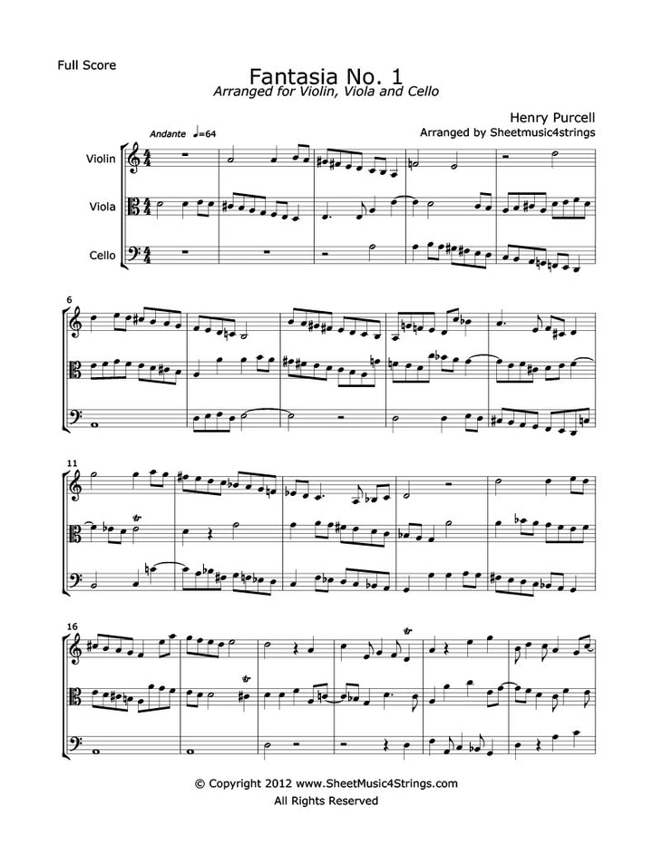Purcell, H. -  Fantasia No. 1 (Violin, Viola and Cello Trio)
