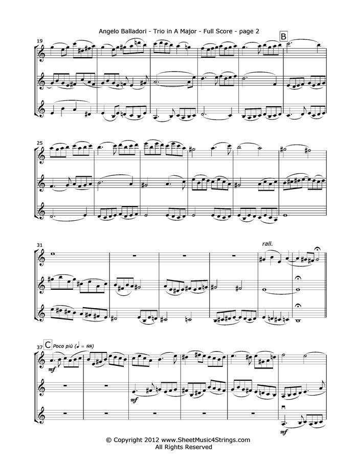 Balladori A. - Trio In A Major (Three Violins) Trios