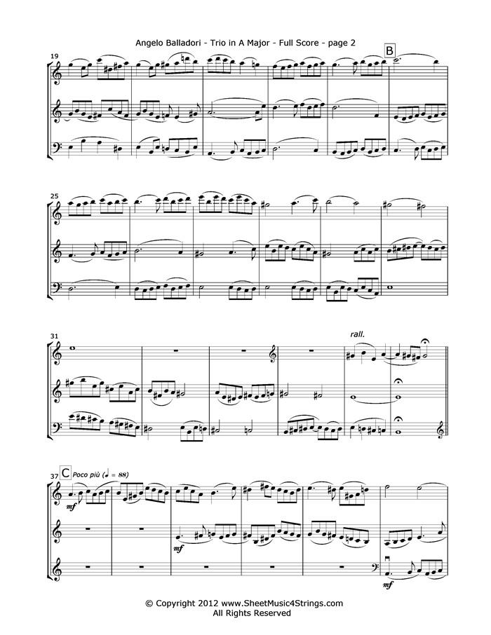Balladori A. - Trio In A Major (2 Violins And Cello) Trios
