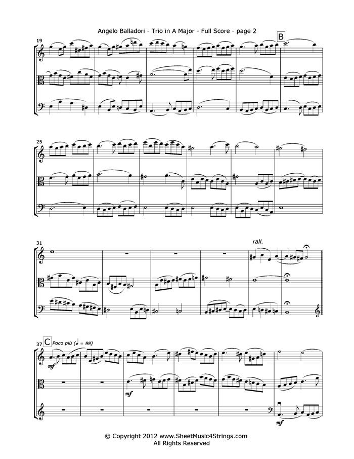 Balladori A. - Trio In A Major (Violin Viola And Cello) Trios