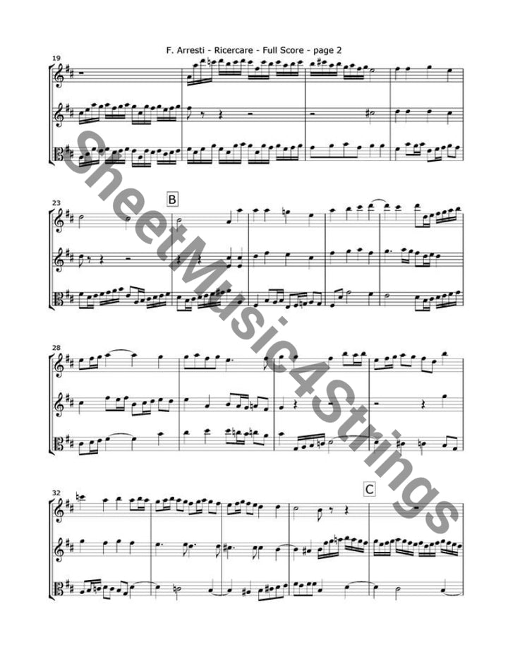 Arresti F. - Ricercare (2 Violins And Viola Trio) Trios