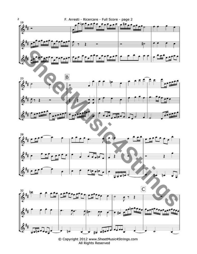 Arresti F. - Ricercare (Three Violins) Trios