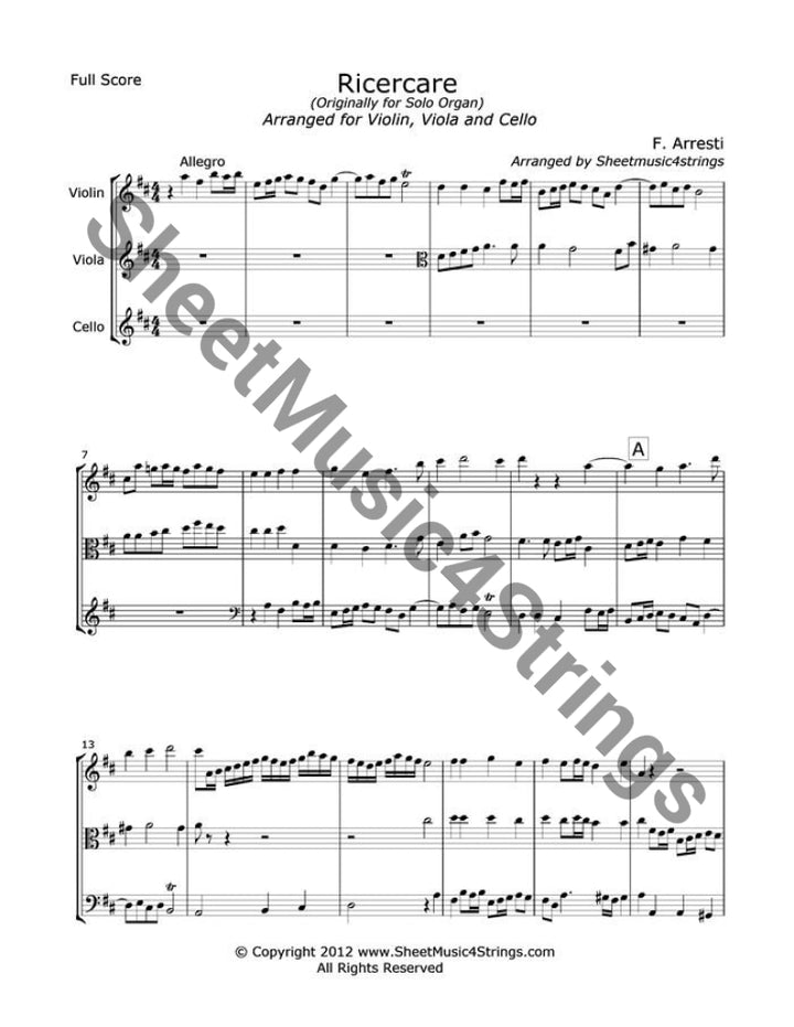 Arresti, F. - Ricercare (Violin, Viola and Cello)