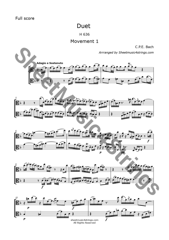 Bach C.p.e - Duet (Two Viola Duo) Duos