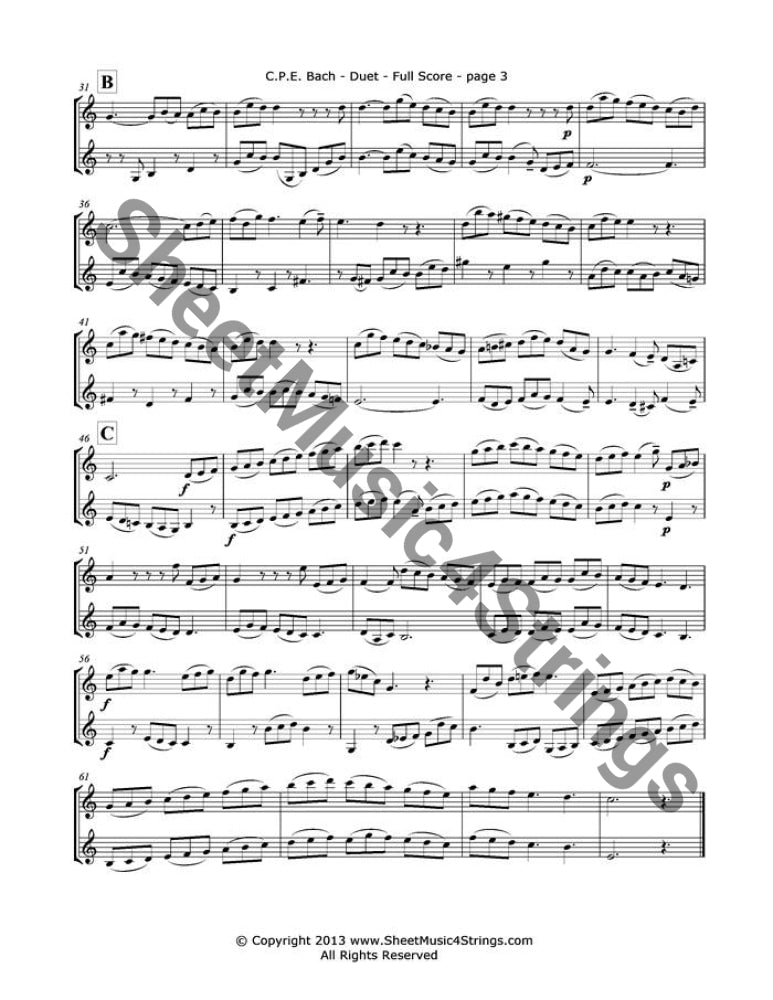 Bach C.p.e - Duet (Violin Duo) Duos