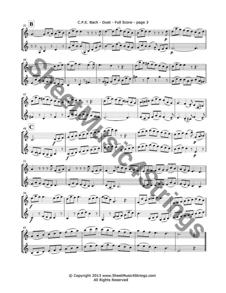 Bach C.p.e - Duet (Violin Duo) Duos