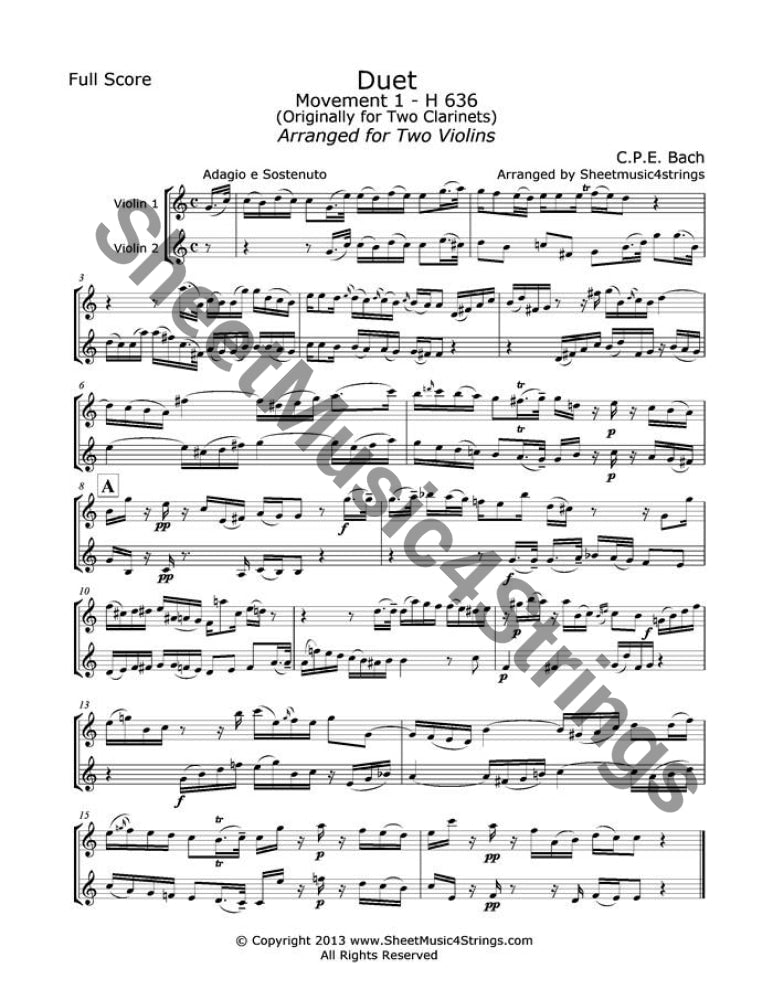 Bach C.p.e - Duet (Violin Duo) Duos