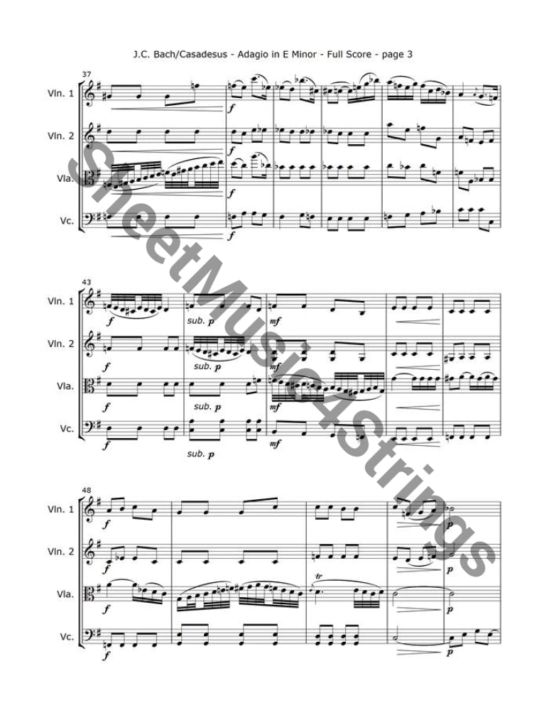 Bach J.c/casadesus- Adagio In E Minor (String Quartet) Quartets