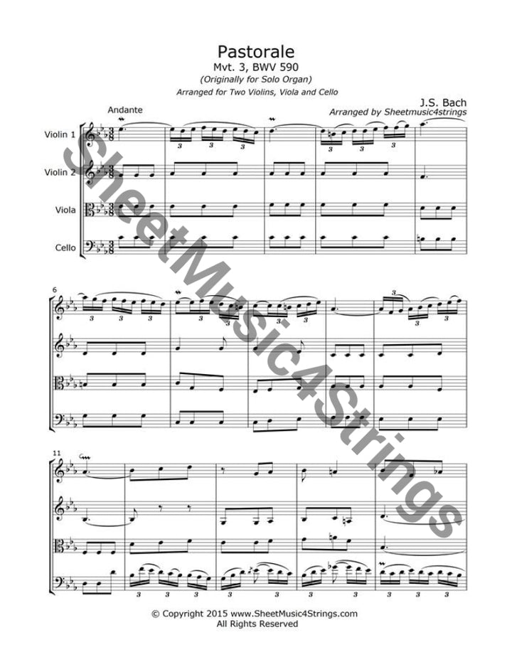 Bach J.s. - Pastorale In F Mvt. 3 (Quartet) Quartets