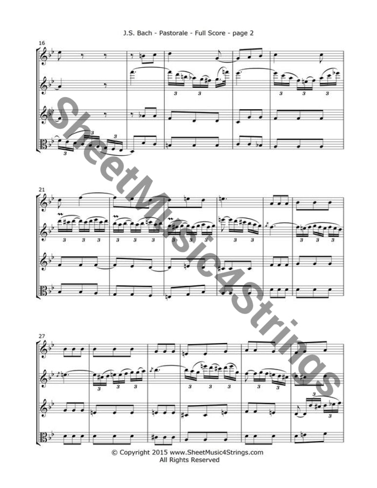 Bach J.s. - Pastorale In F Mvt. 3 (Three Violins And Viola) Quartets