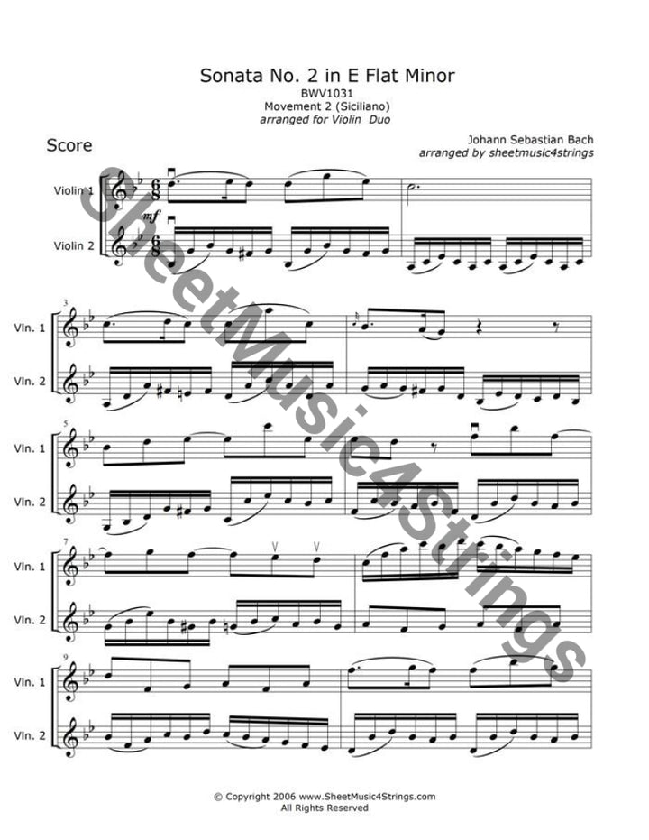 Second movement of Bach’s Sonata No. 2 in E-flat Major, BWV 1031
