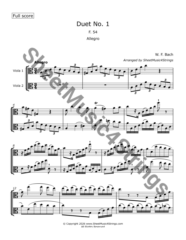 Bach W.F. - Duo No. 1 F. 54 (Two Violas) - Trios