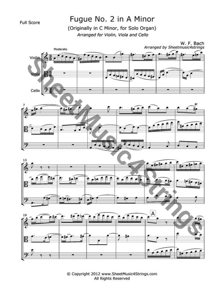 Bach W.f. - Fugue No. 2 In A Minor (Violin Viola And Cello Trio) Trios