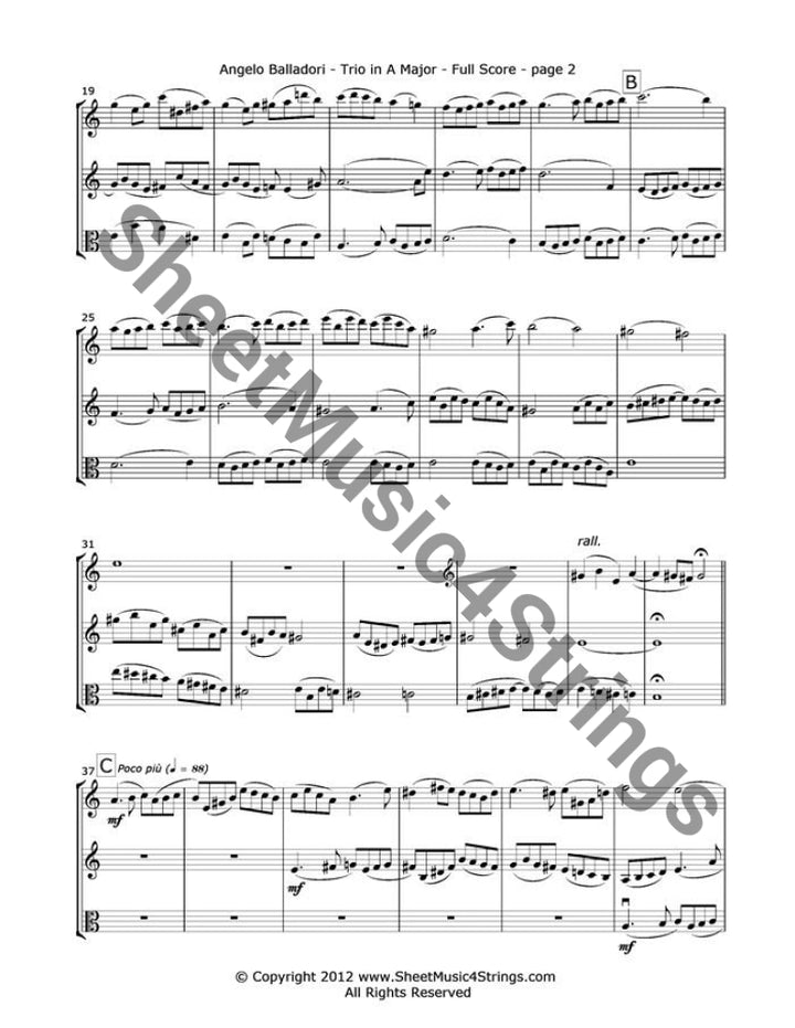Balladori A. - Trio In A Major (2 Violins And Viola) Trios