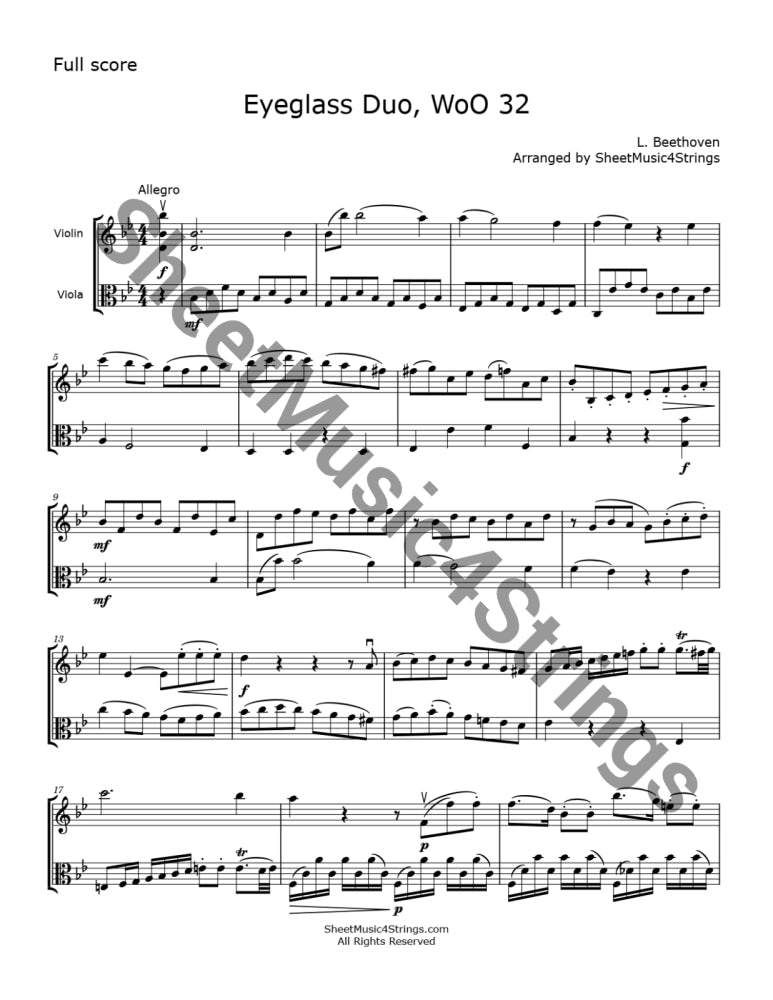 Beethoven L. - Eyeglass Duo 4 (Violin Viola) Duos