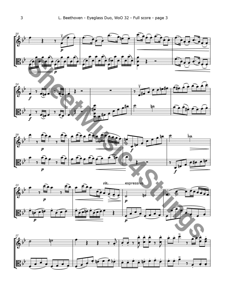 Beethoven L. - Eyeglass Duo 4 (Violin Viola) Duos