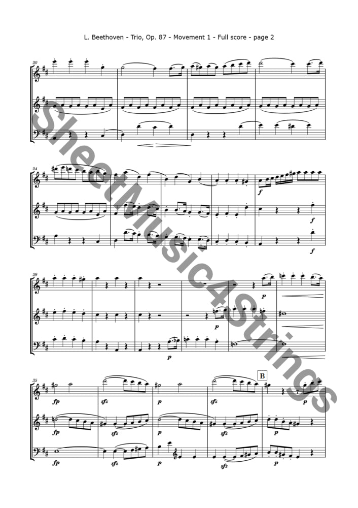 Beethoven L. - Trio In C Op. 87 (2 Violins And Cello) Trios