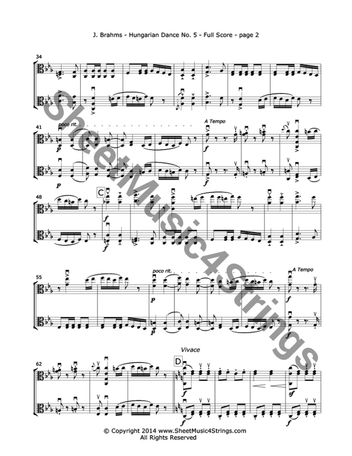 Brahms J. - Hungarian Dance No. 5 (Viola Duo) Duos