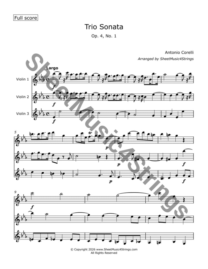Corelli A. - Trio Sonata No. 1 Op. 4 (Three Violins) Trios