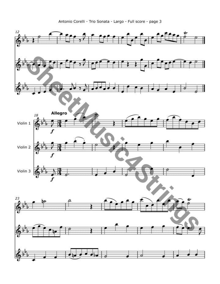 Corelli A. - Trio Sonata No. 1 Op. 4 (Three Violins) Trios