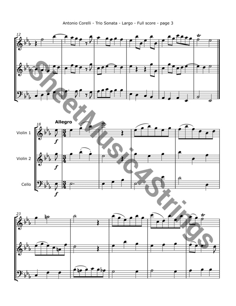 Corelli A. - Trio Sonata No. 1 Op. 4 (Two Violins and Cello) Trios