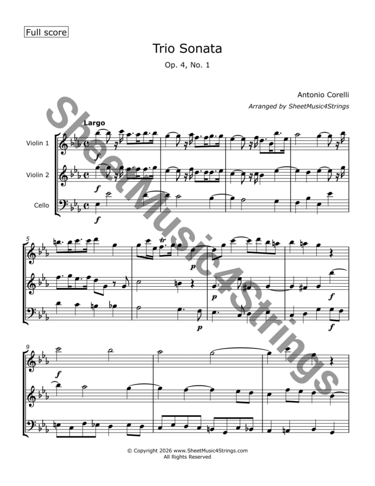 Corelli A. - Trio Sonata No. 1 Op. 4 (Two Violins and Cello) Trios