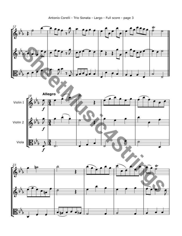 Corelli A - Trio Sonata No. 1 Op. 4 (Two Violins and Viola) Trios