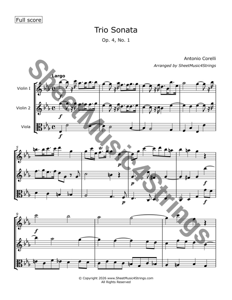 Corelli A - Trio Sonata No. 1 Op. 4 (Two Violins and Viola) Trios