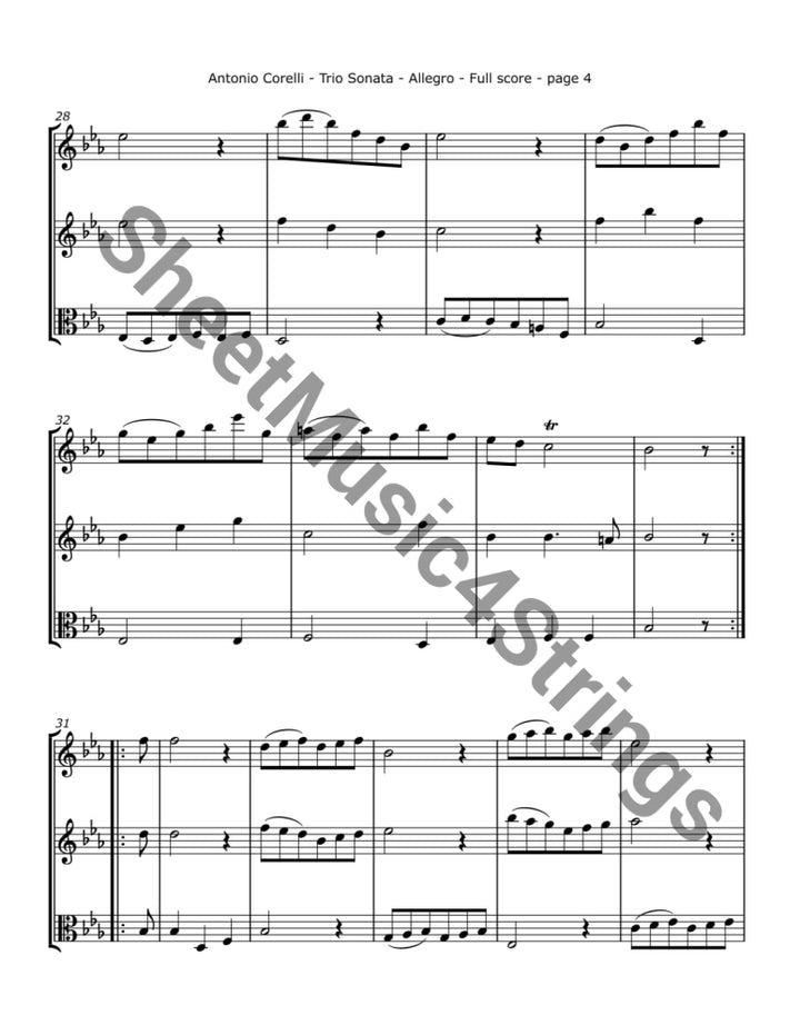 Corelli A - Trio Sonata No. 1 Op. 4 (Two Violins and Viola) Trios