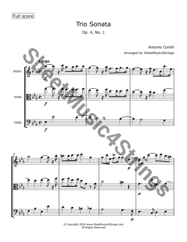 Corelli A. - Trio Sonata No. 1 Op. 4 (Violin Viola and Cello) Trios