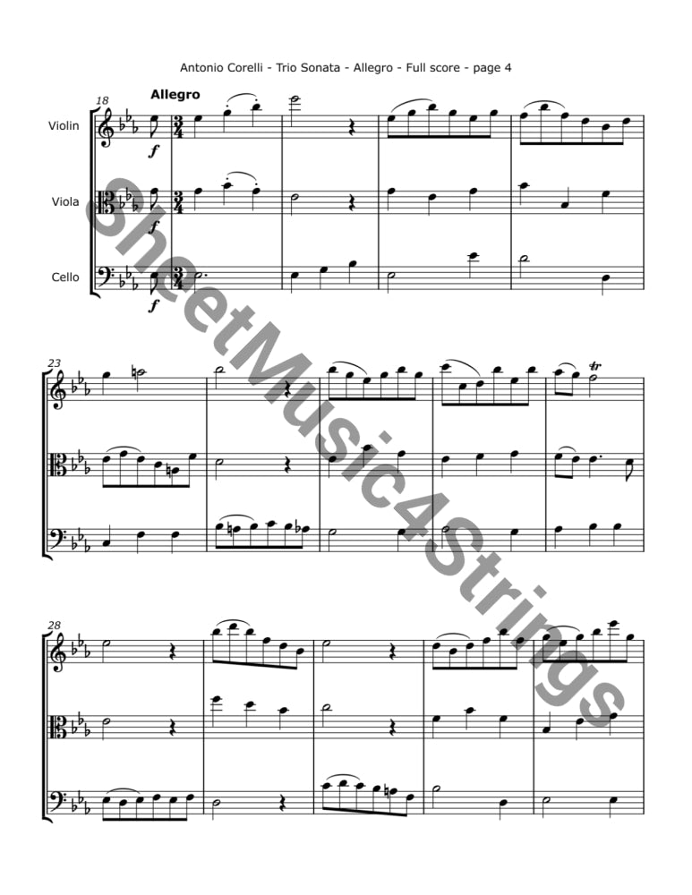 Corelli A. - Trio Sonata No. 1 Op. 4 (Violin Viola and Cello) Trios