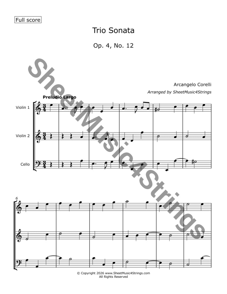 Corelli A. - Trio Sonata No. 12 Op. 4 (Two Violins and Cello - Trios