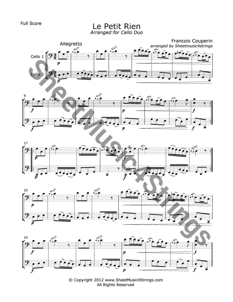 Couperin F. - Le Petit Rien (Cello Duo) Duos