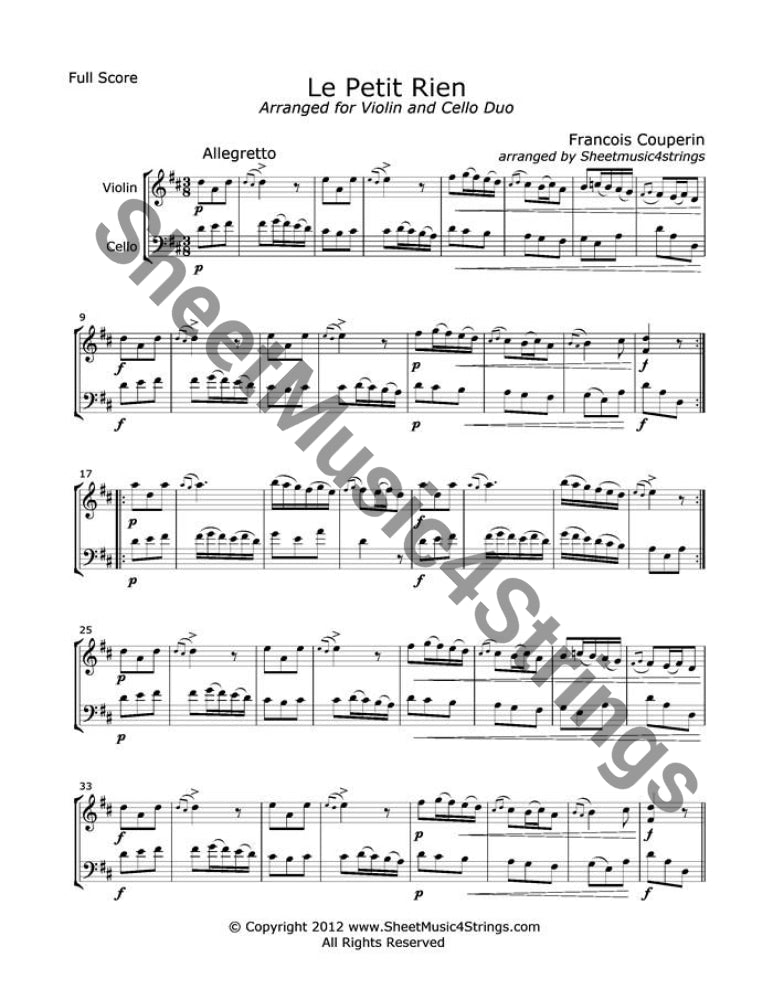 Couperin F. - Le Petit Rien (Violin And Cello Duo) Duos