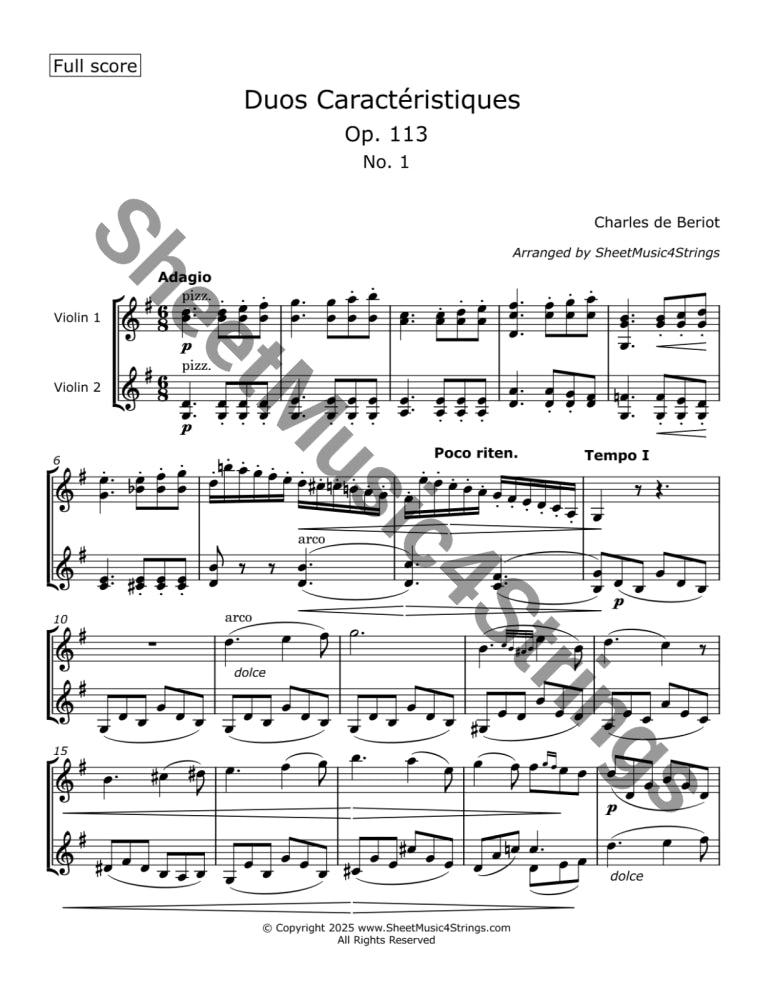 de Bériot C. - Duos caractéristiques Op. 113 No. 1 for Two Violins Duos